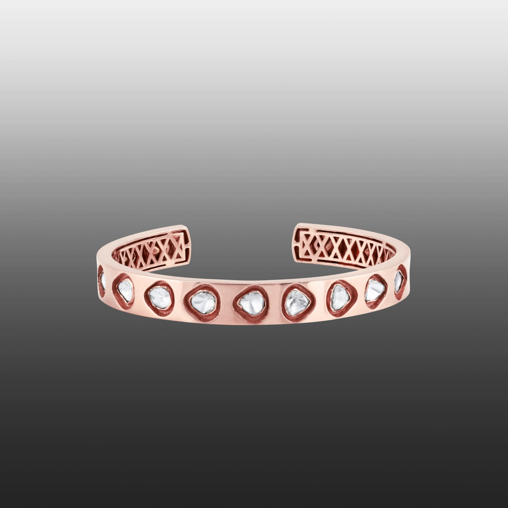 Rose Gold Open Cuff-Bangle with Polkis
