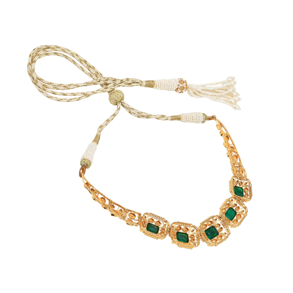 Emerald with Black Enamel Fusion Necklace