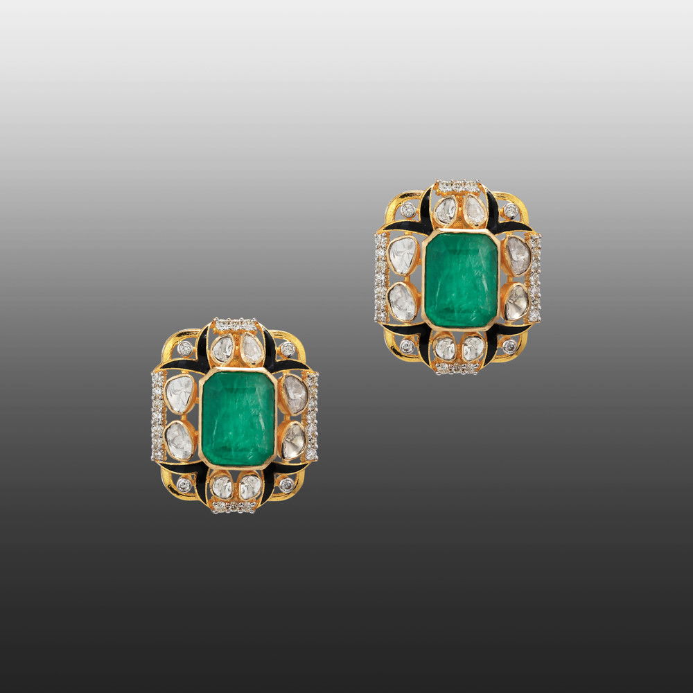 Emerald with Black Enamel Fusion Necklace
