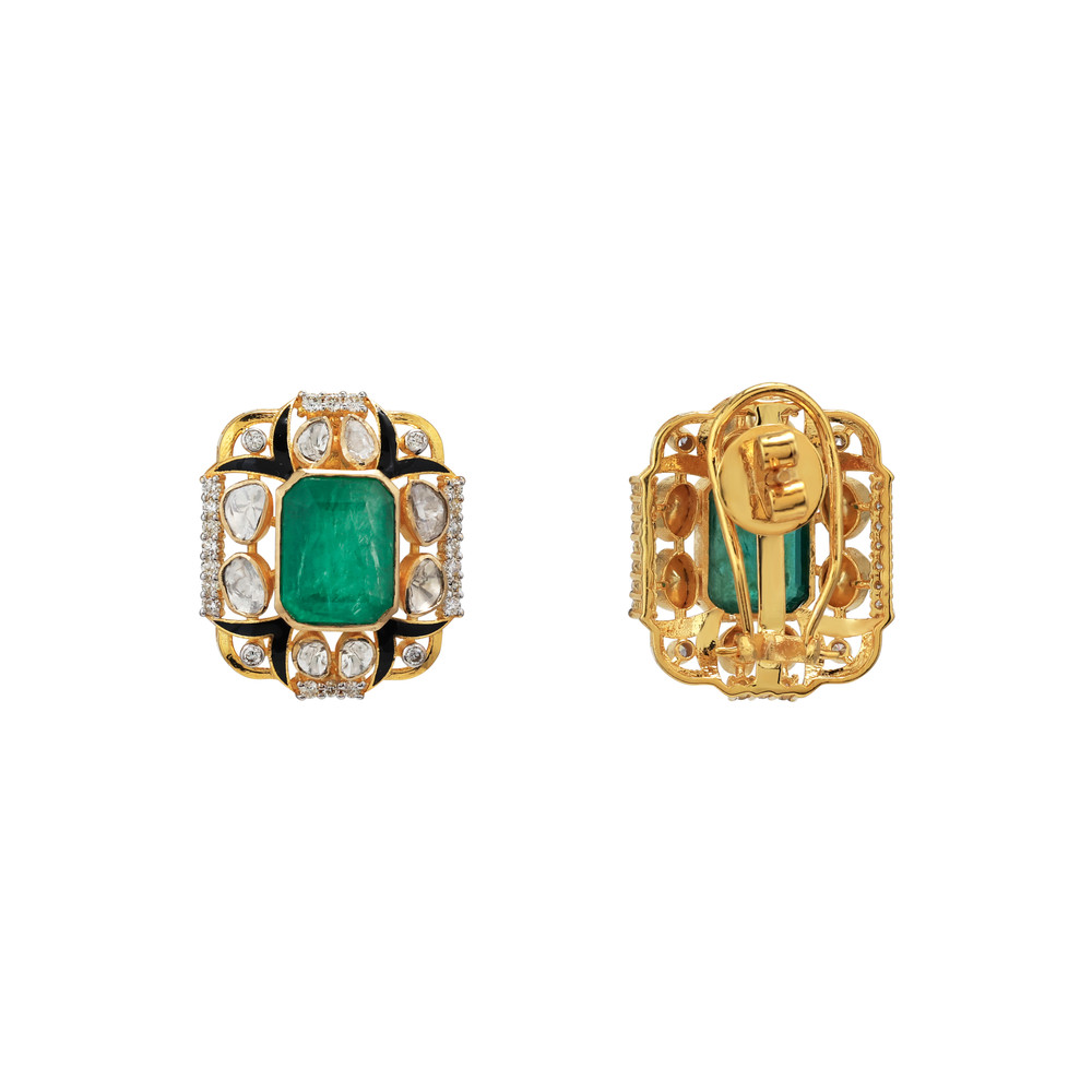 Emerald with Black Enamel Fusion Necklace
