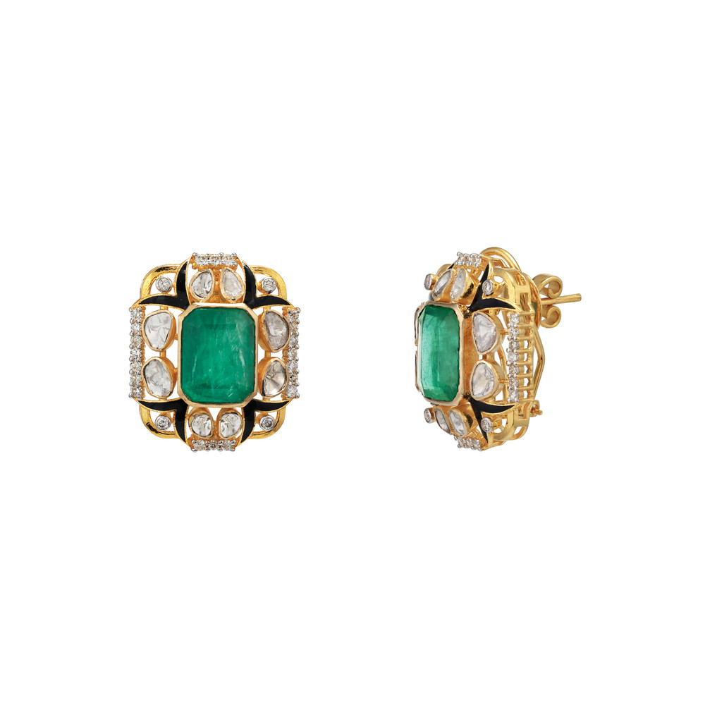 Emerald with Black Enamel Fusion Necklace
