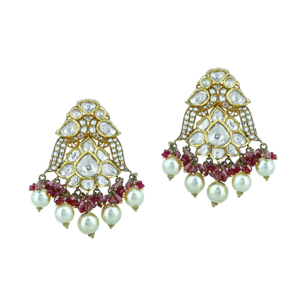 Choker Set with Uncut and Fullcut Diamonds, Ruby Beads & Pearls