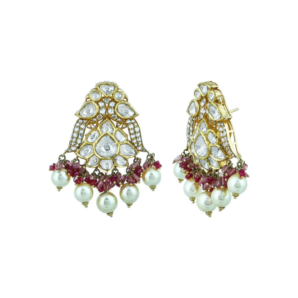 Choker Set with Uncut and Fullcut Diamonds, Ruby Beads & Pearls