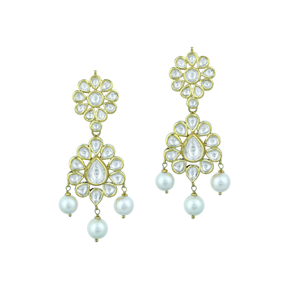 Double-Layer Necklace Pendant Set with Polkis and Pearls