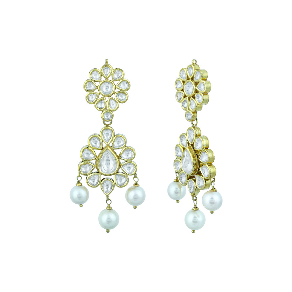 Double-Layer Necklace Pendant Set with Polkis and Pearls