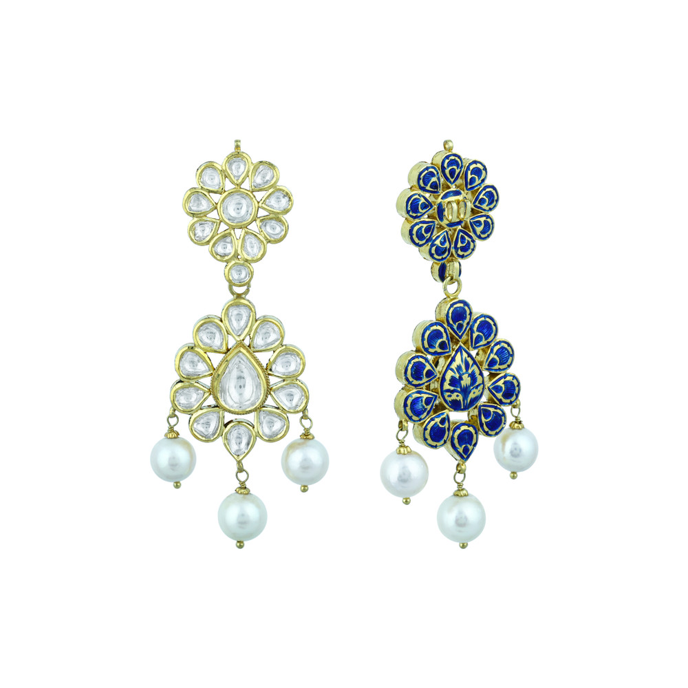 Double-Layer Necklace Pendant Set with Polkis and Pearls