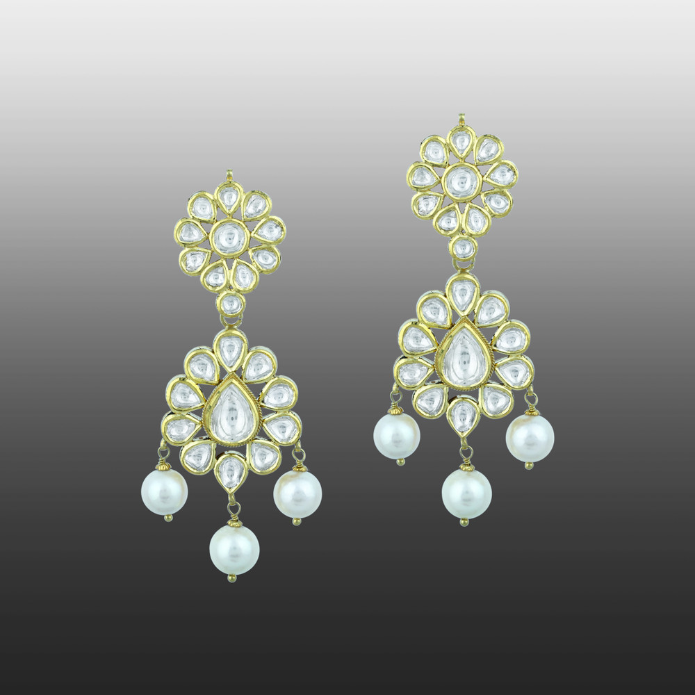Double-Layer Necklace Pendant Set with Polkis and Pearls