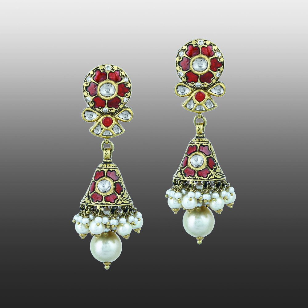 Red Talaf and Pearl Necklace Set with Partash work