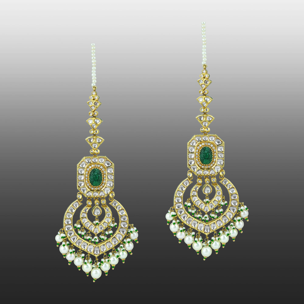 Emerald & Polki Choker with Pearl Layers and Matching Earrings