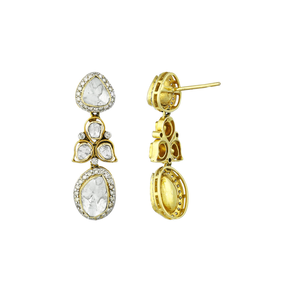 Floral Polki Necklace Set with Pearls and Matching Earrings