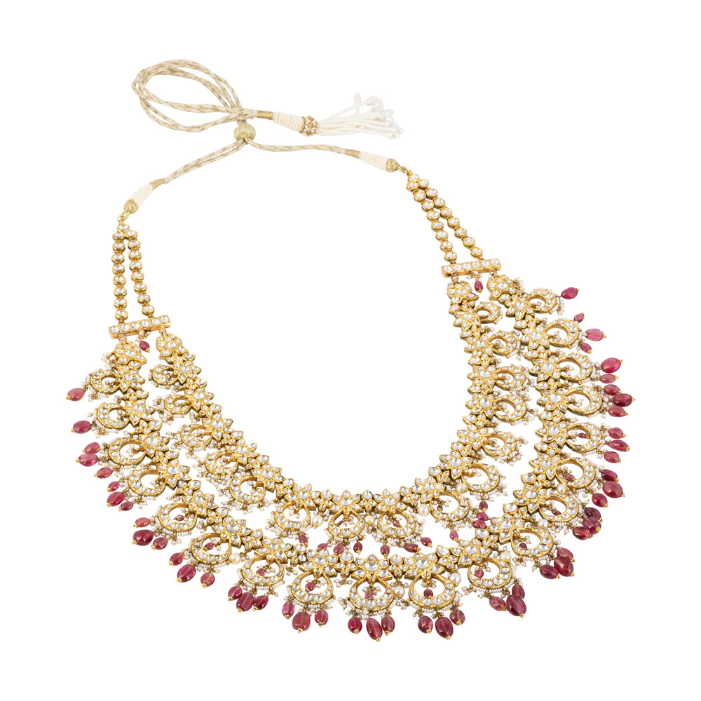 Luxury Multi-Layered Necklace with Polkis & Tourmaline