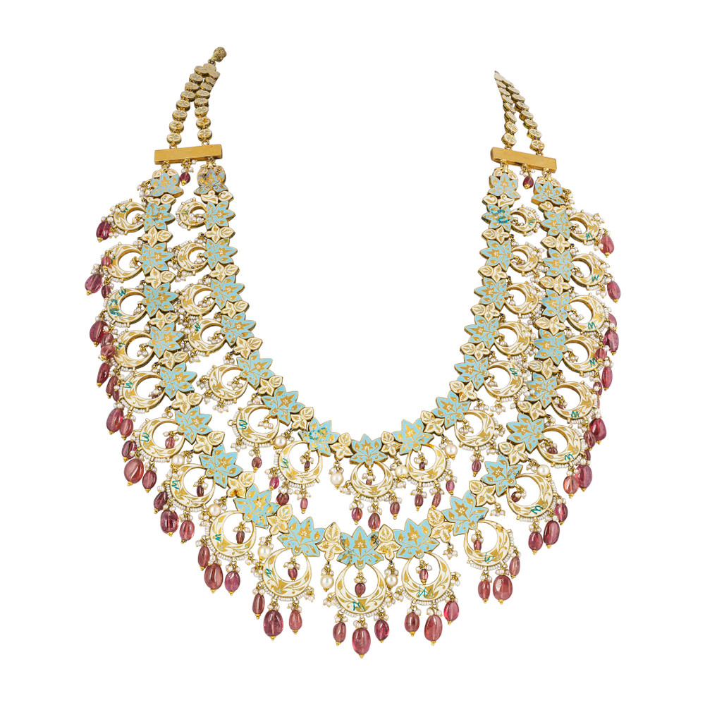 Luxury Multi-Layered Necklace with Polkis & Tourmaline