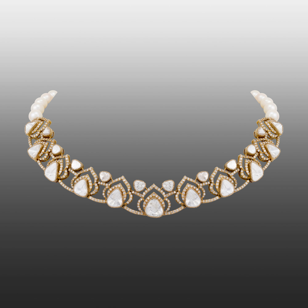 Layered Uncut Polki Necklace with Antique Detailing