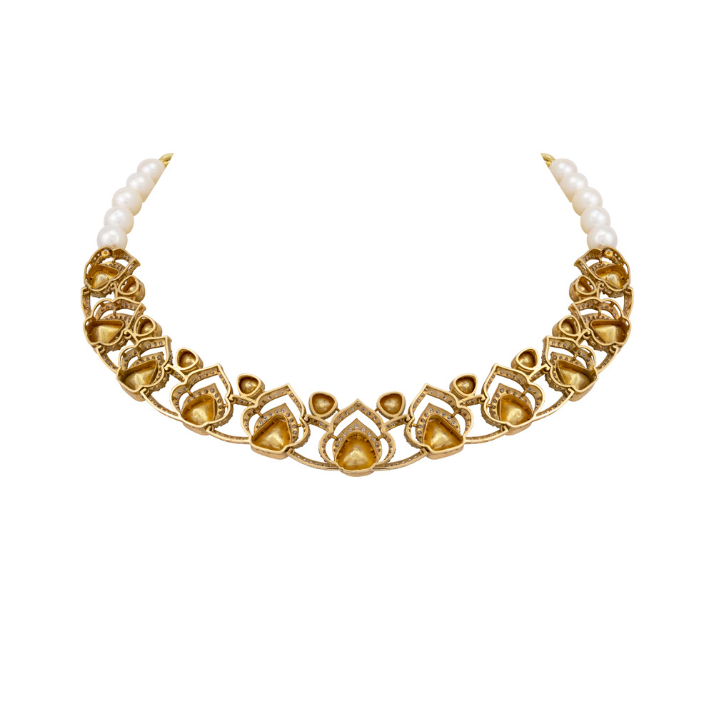 Layered Uncut Polki Necklace with Antique Detailing