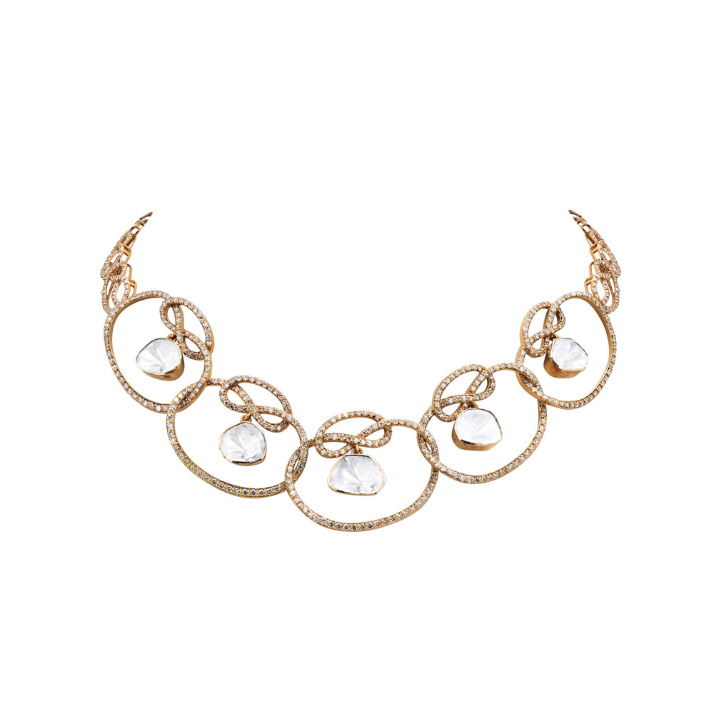 Antique Polki Drop Interlinked Necklace