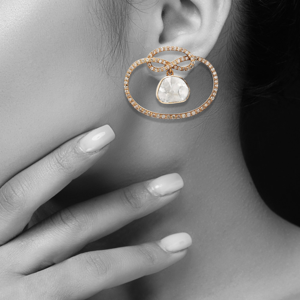 Antique Polki Drop Entangled Stud