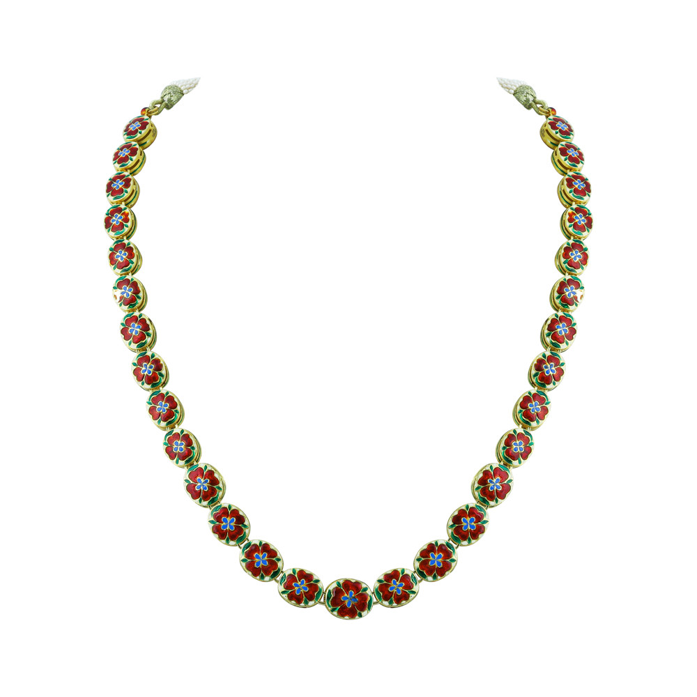 Navaratna Necklace with Polki and Nine Celestial Gemstones