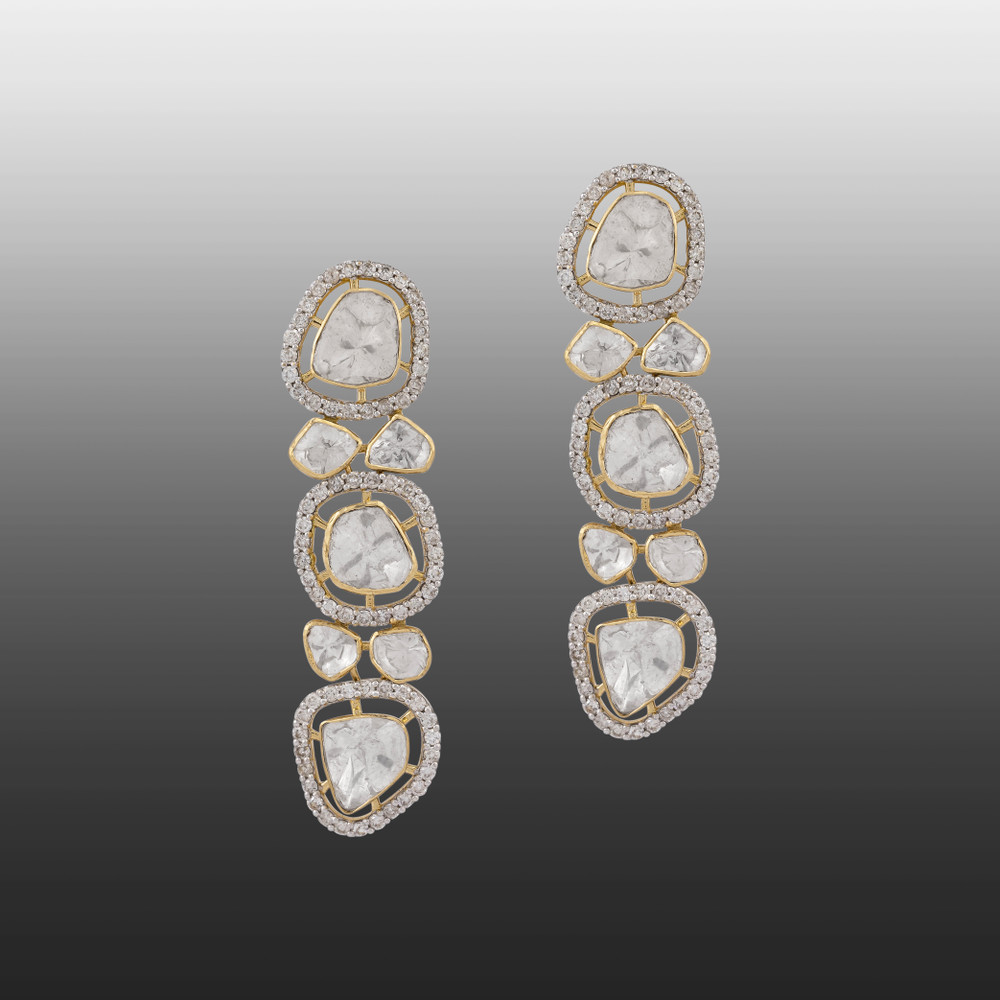 Open-Setting Polki Diamond Drop Earrings