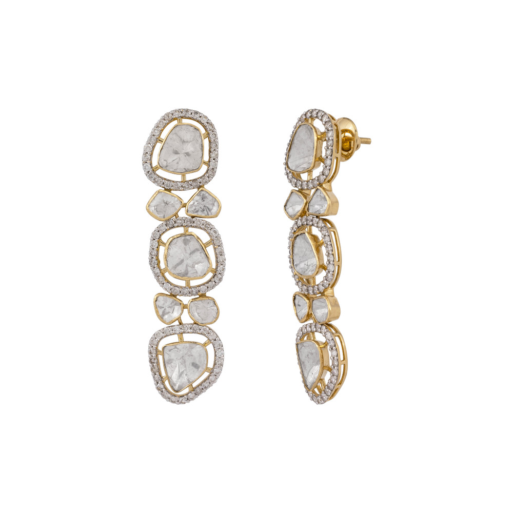 Open-Setting Polki Diamond Drop Earrings
