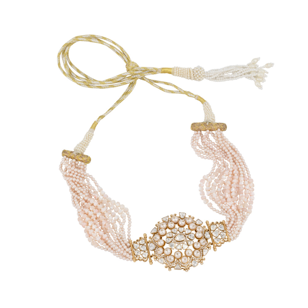 Filigree Pearl Choker with Polki and Full-Cut Diamond