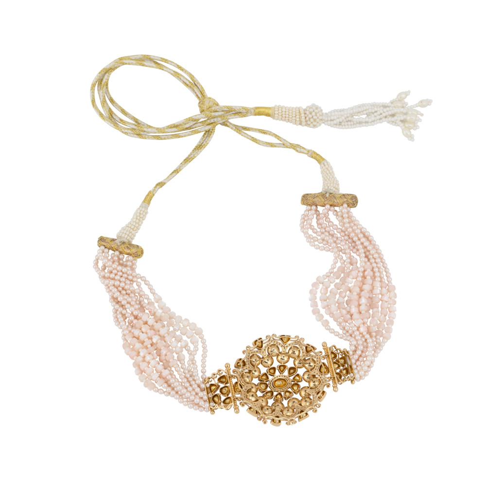 Filigree Pearl Choker with Polki and Full-Cut Diamond