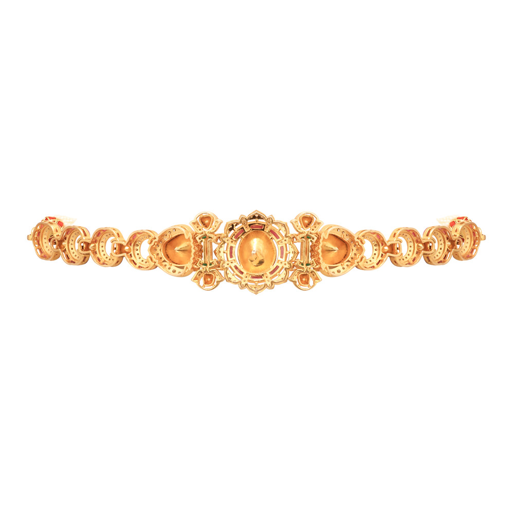 Sleek Polki Choker with Ruby-Emerald Talaf