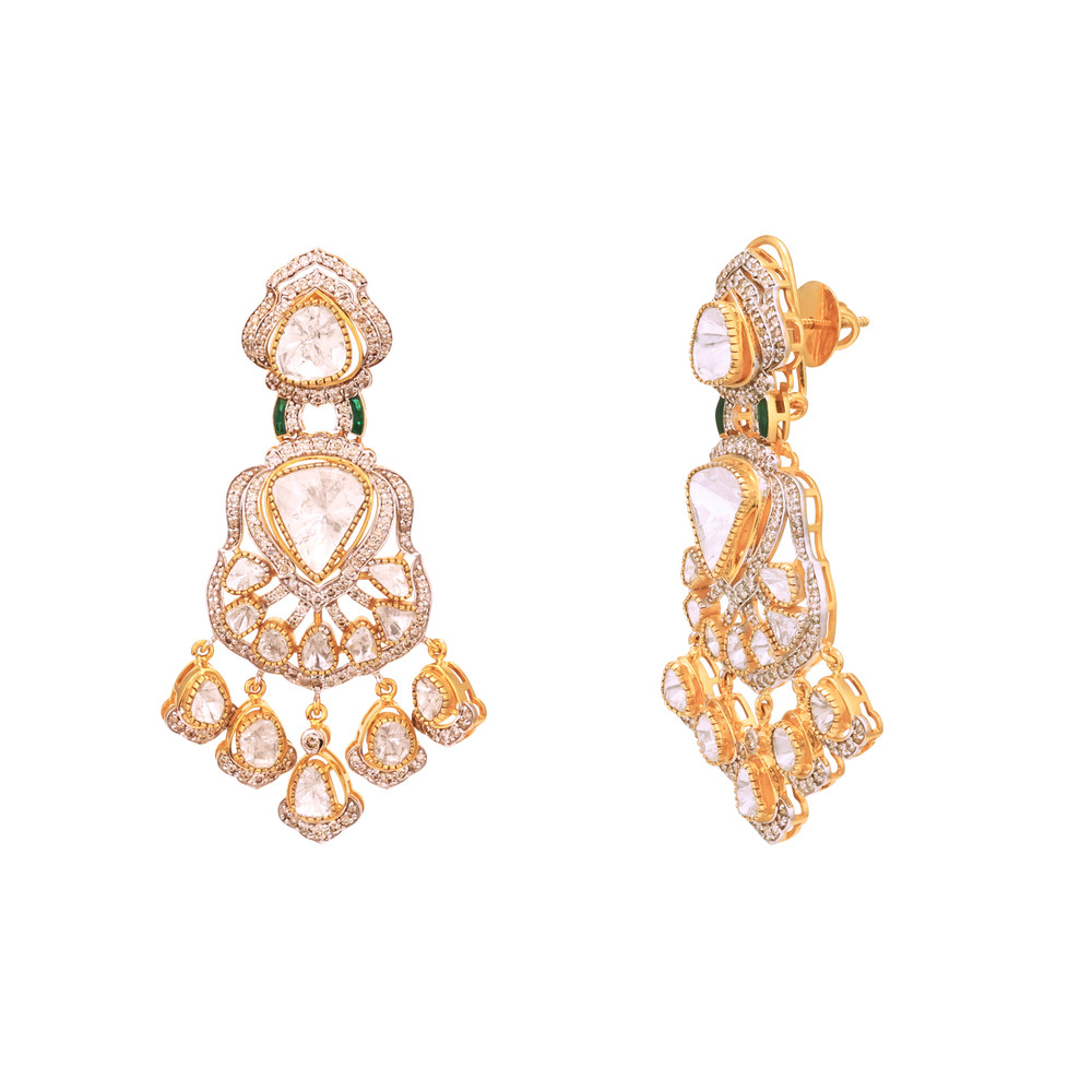 Inverted Pear Polki Drop Earrings