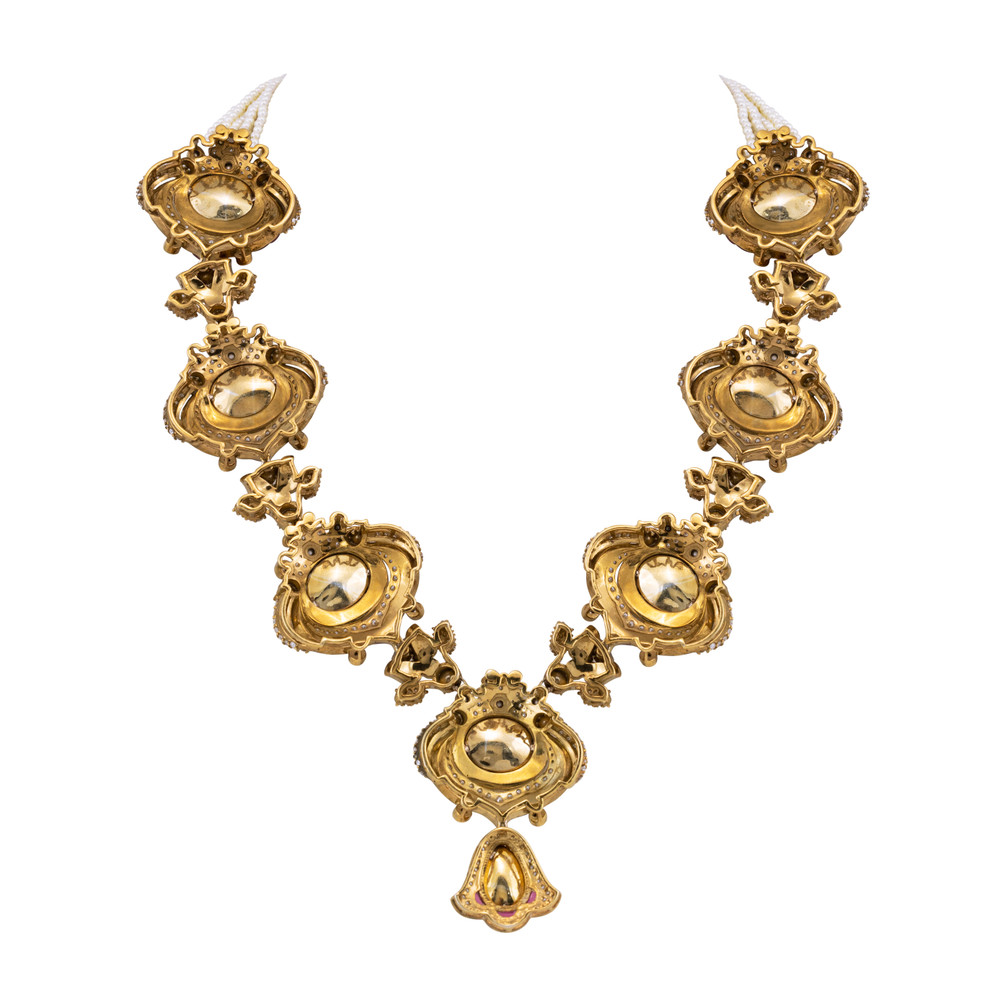 Grand Ruby Polki Necklace with Layered Detailing