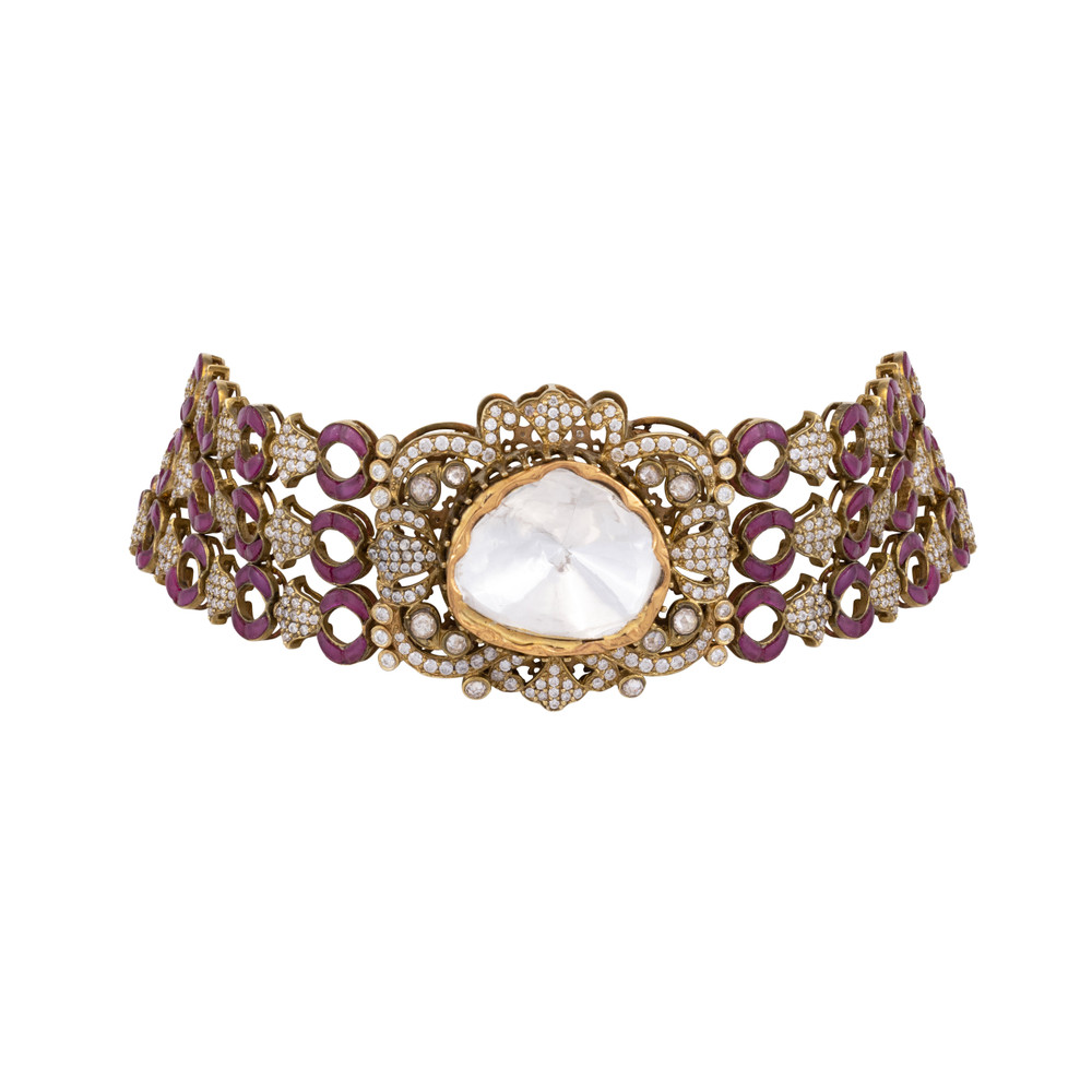 Statement Choker with Ruby Links and Polki Focal
