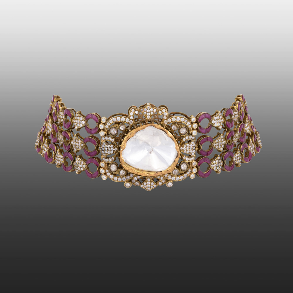 Statement Choker with Ruby Links and Polki Focal