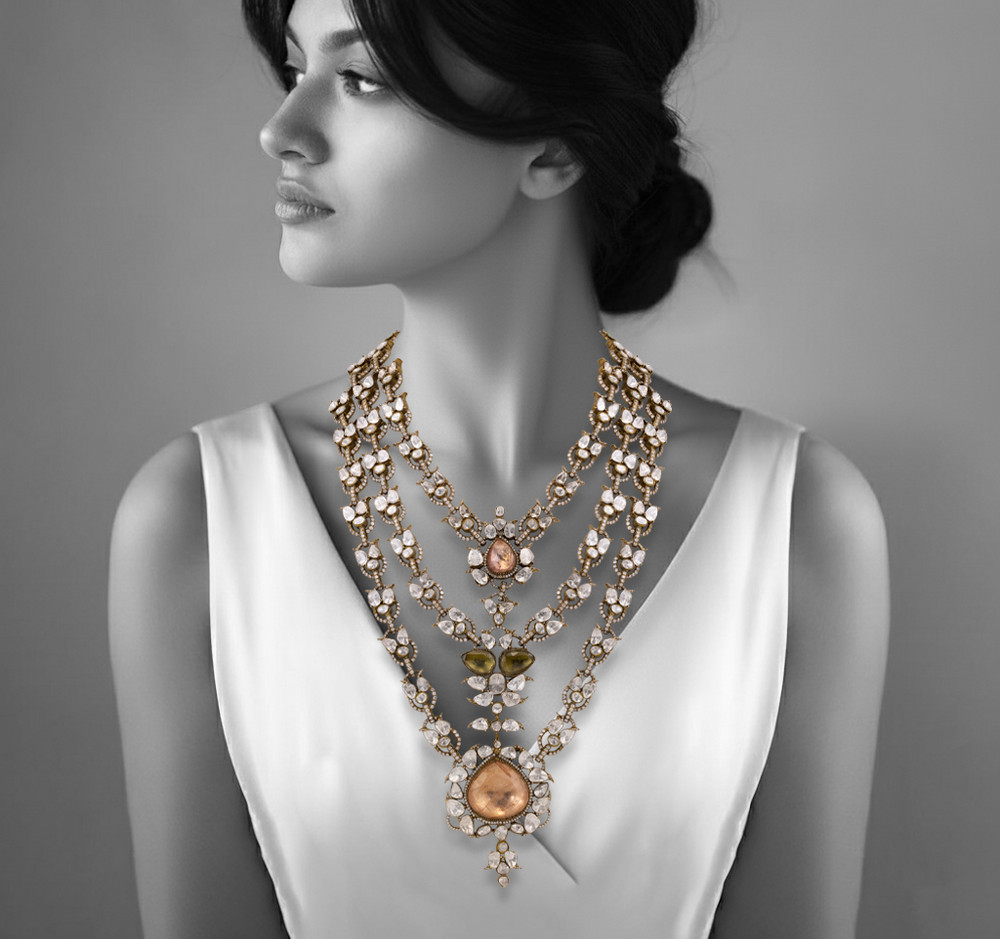 Three-Tiered Antique Polki Grandeur