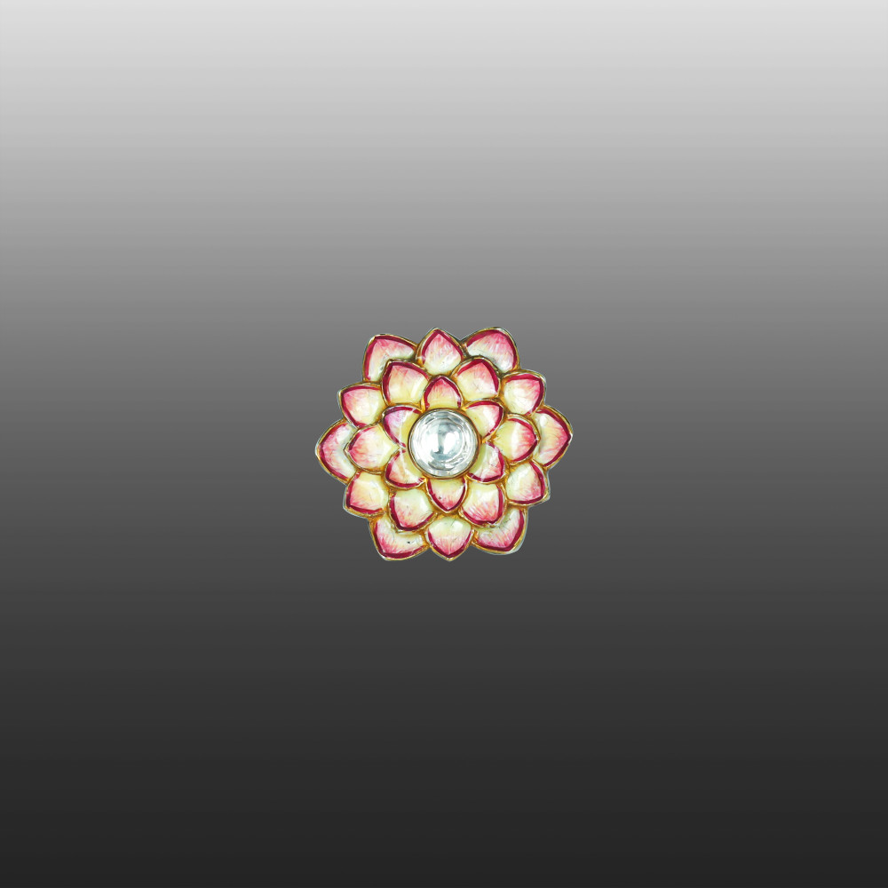 Men&rsquo;s Button with Polki and Pink-White Meenakari