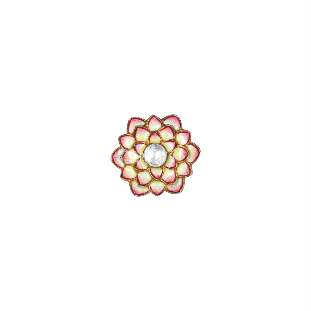 Men&rsquo;s Button with Polki and Pink-White Meenakari
