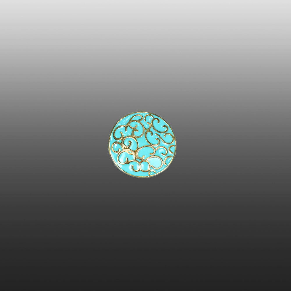 Men&rsquo;s Button with Blue Enamel and Gold Filigree