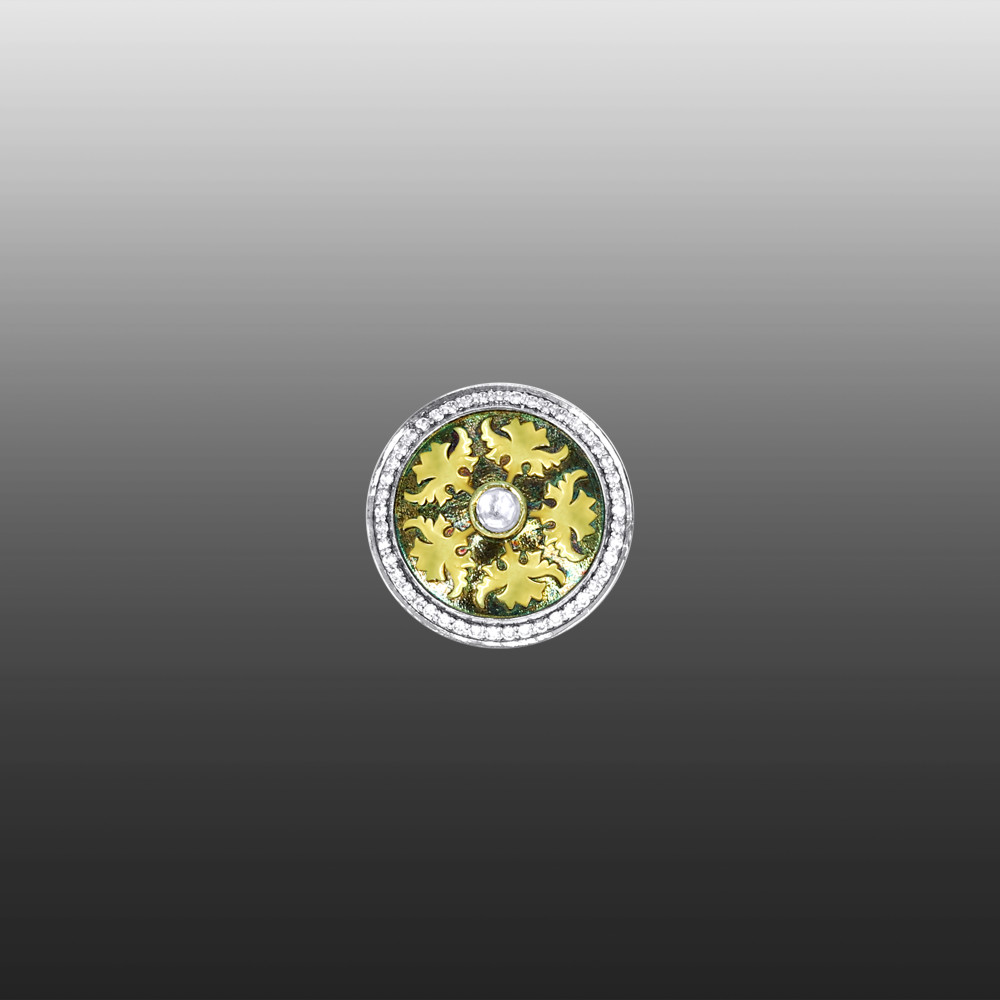 Men&rsquo;s Kurta Button with Polki and Gold Leaf
