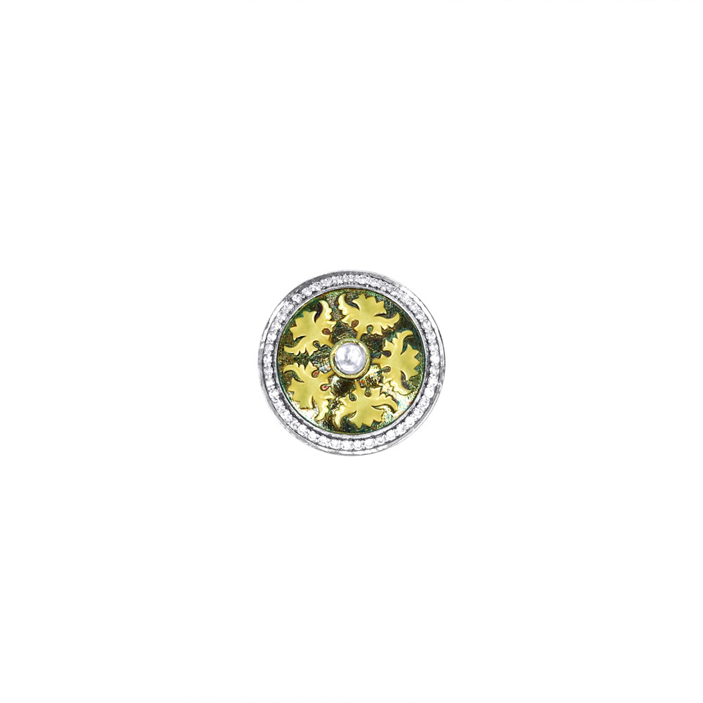 Men&rsquo;s Kurta Button with Polki and Gold Leaf