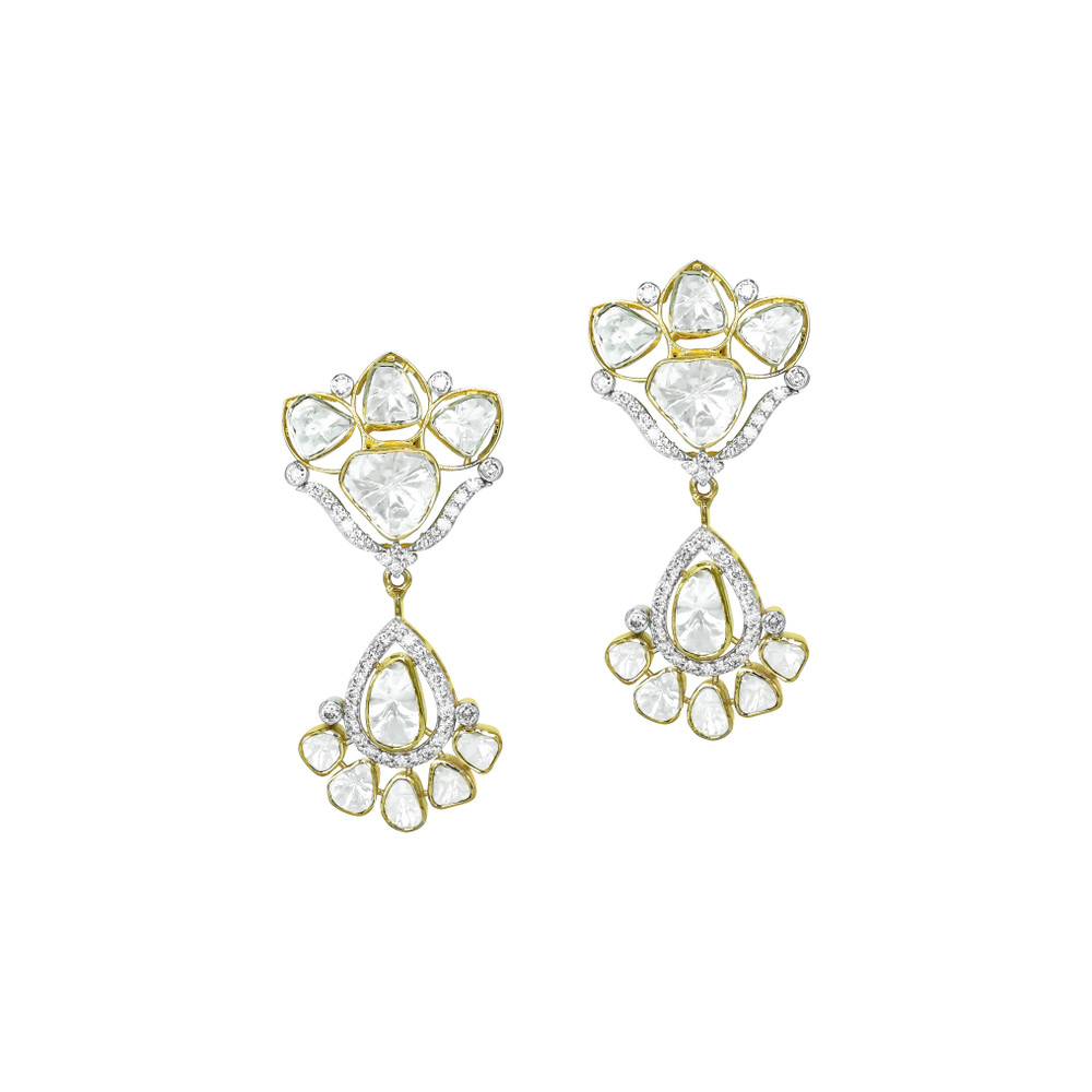 Floral Teardrop Polki Earrings