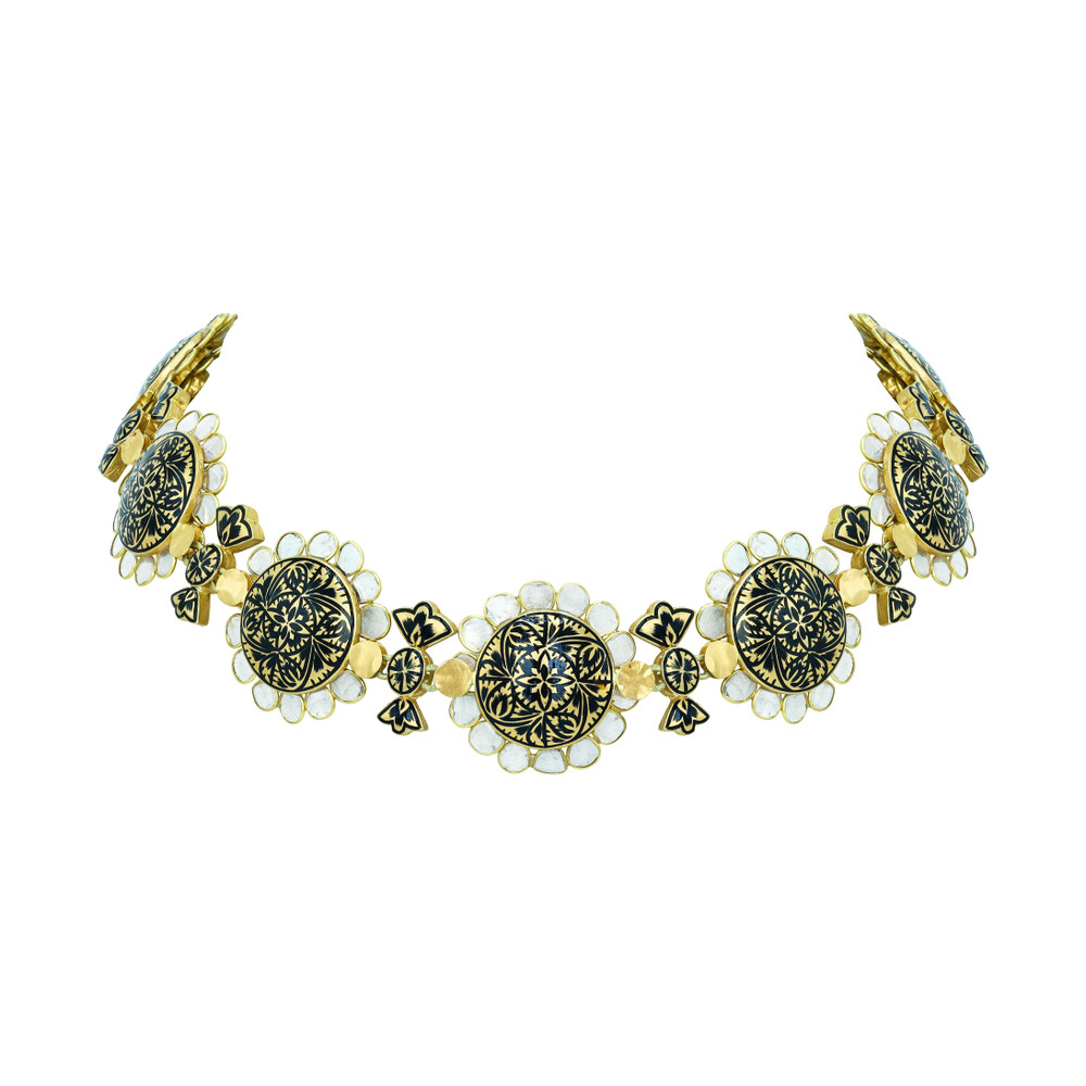 Floral Polki Pachi Necklace with Elegant Detailing
