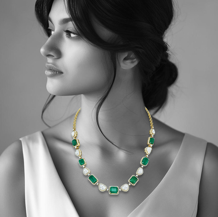 Emerald and Polki Bracelet/Necklace with Versatile Design