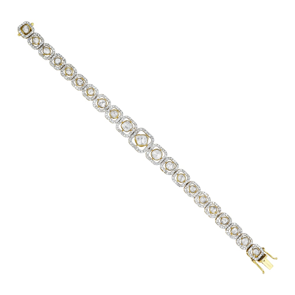 Graduated Polki Bracelet with Diamond Frame