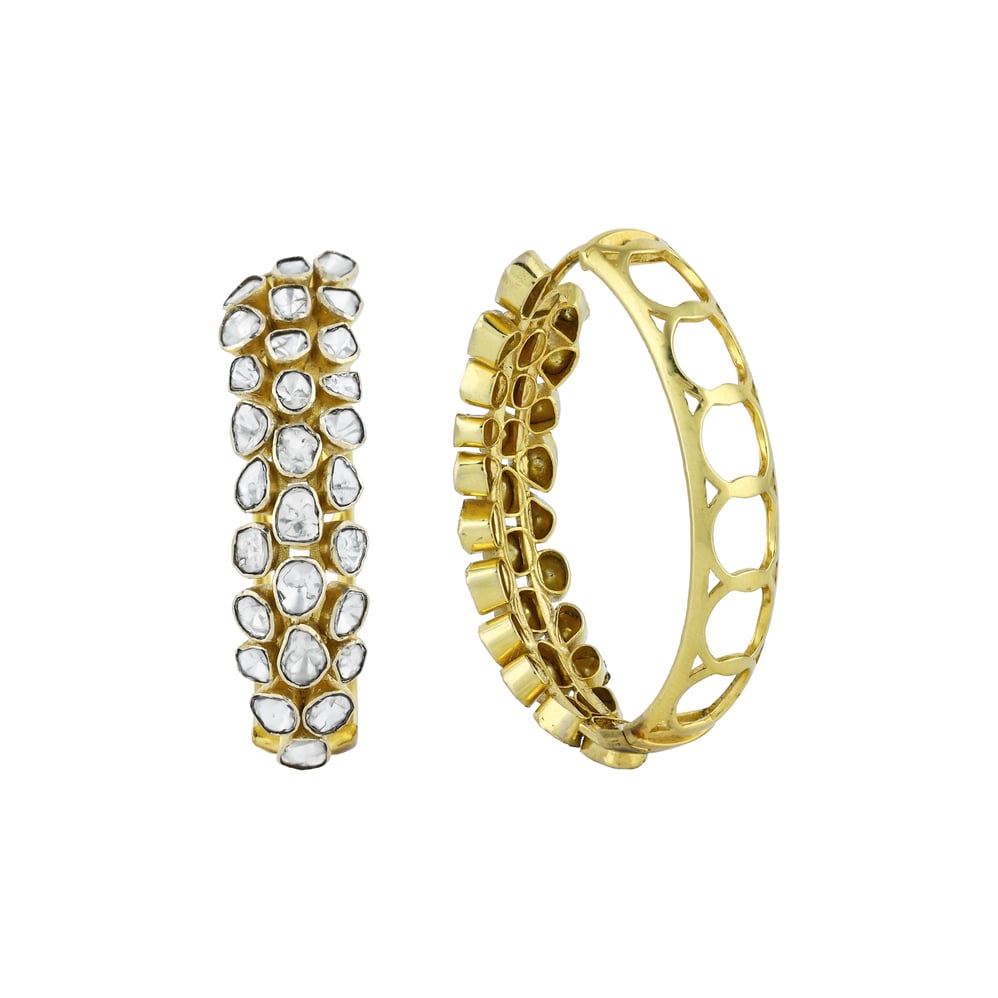 Full White Polki Hoop Earrings in Open Setting