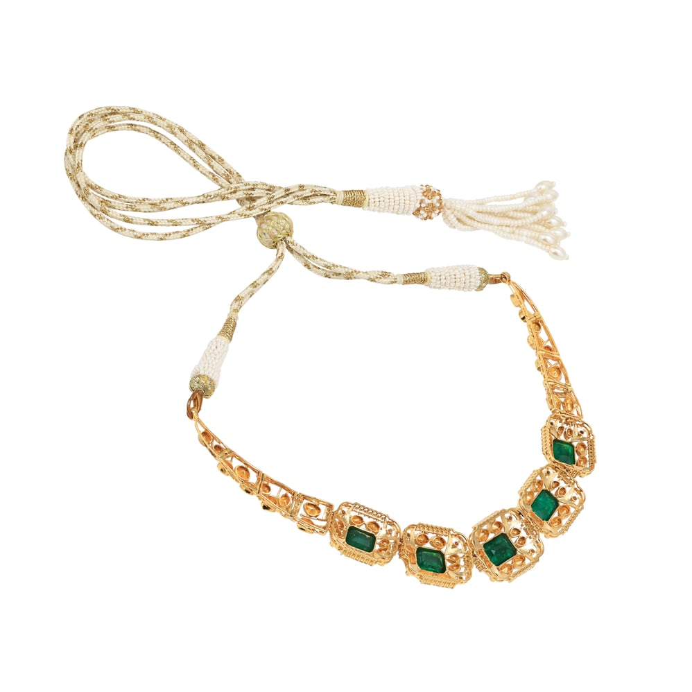 Emerald with Black Enamel Fusion Necklace