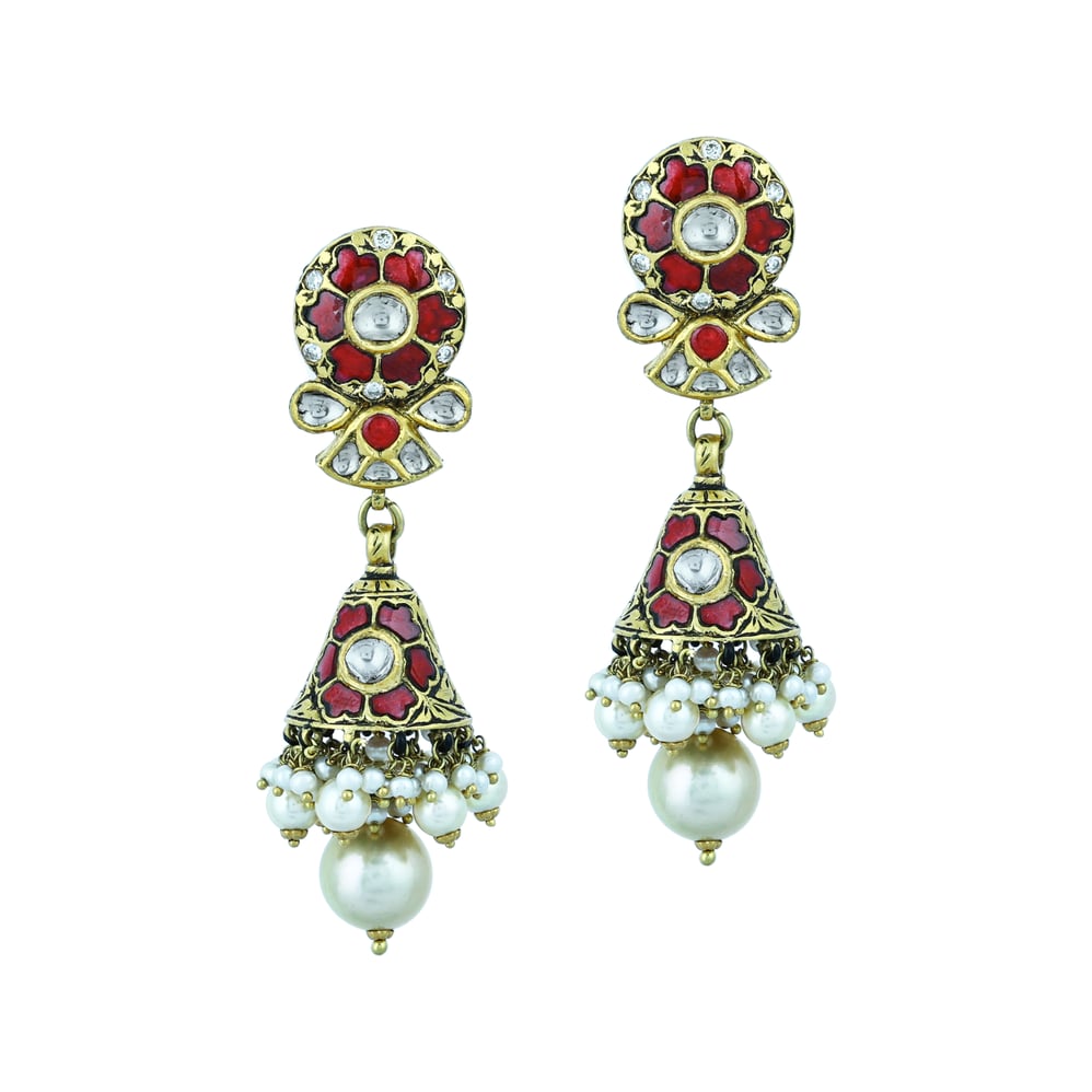 Red Talaf and Pearl Necklace Set with Partash work