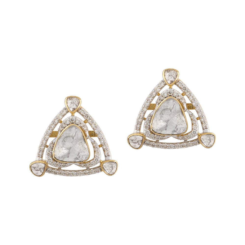 Diamond Polki Triangular Earrings