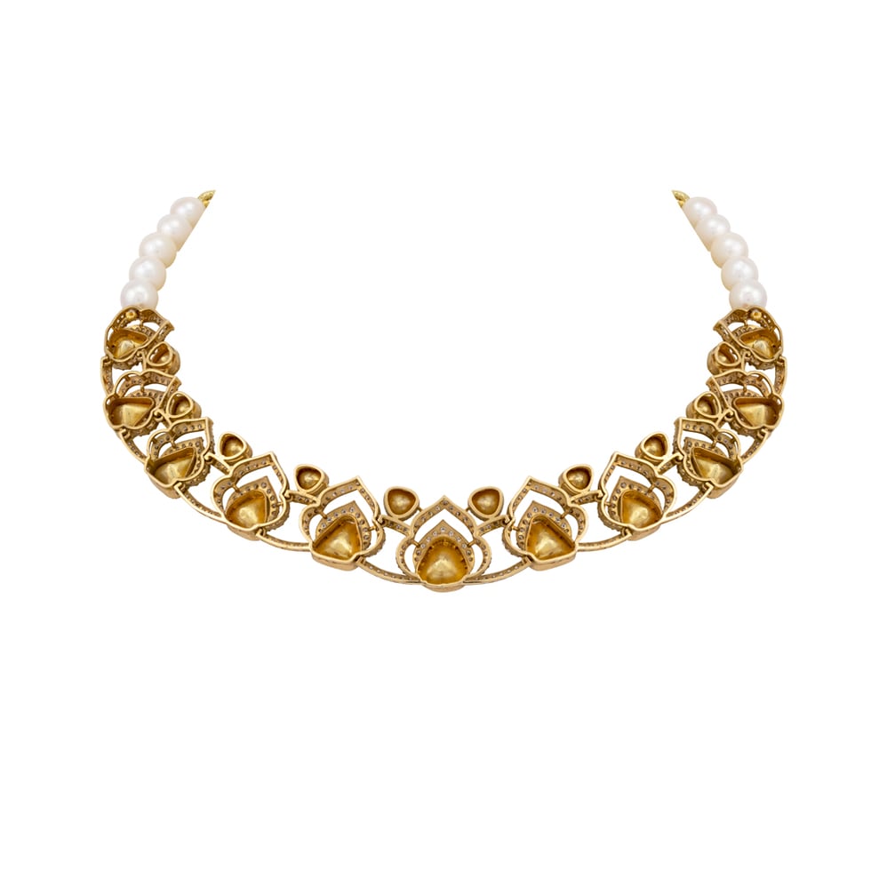 Layered Uncut Polki Necklace with Antique Detailing