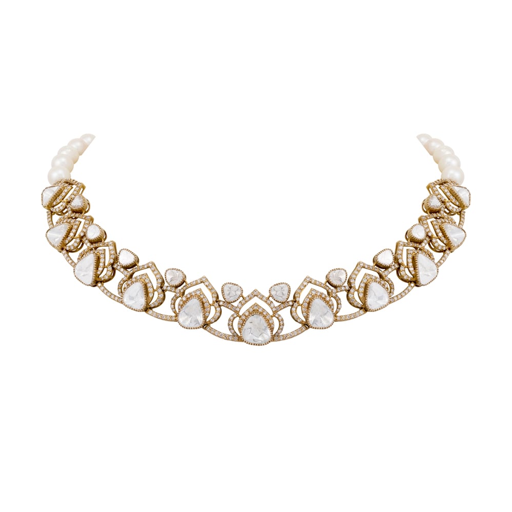 Layered Uncut Polki Necklace with Antique Detailing
