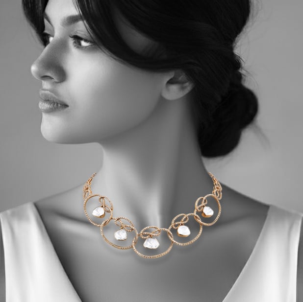 Antique Polki Drop Interlinked Necklace