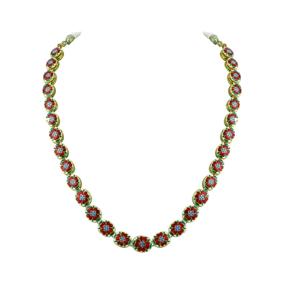Navaratna Necklace with Polki and Nine Celestial Gemstones