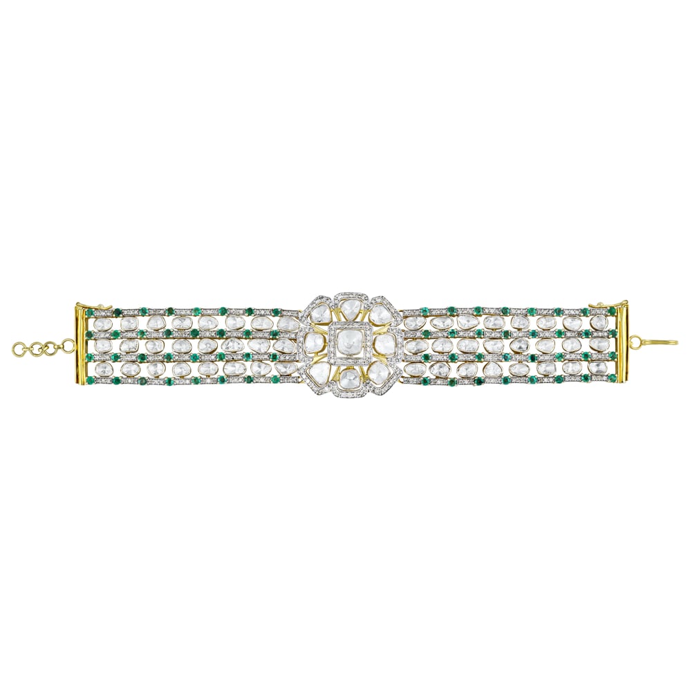 Convertible Bloom Bracelet Choker with diamonds and emeralds