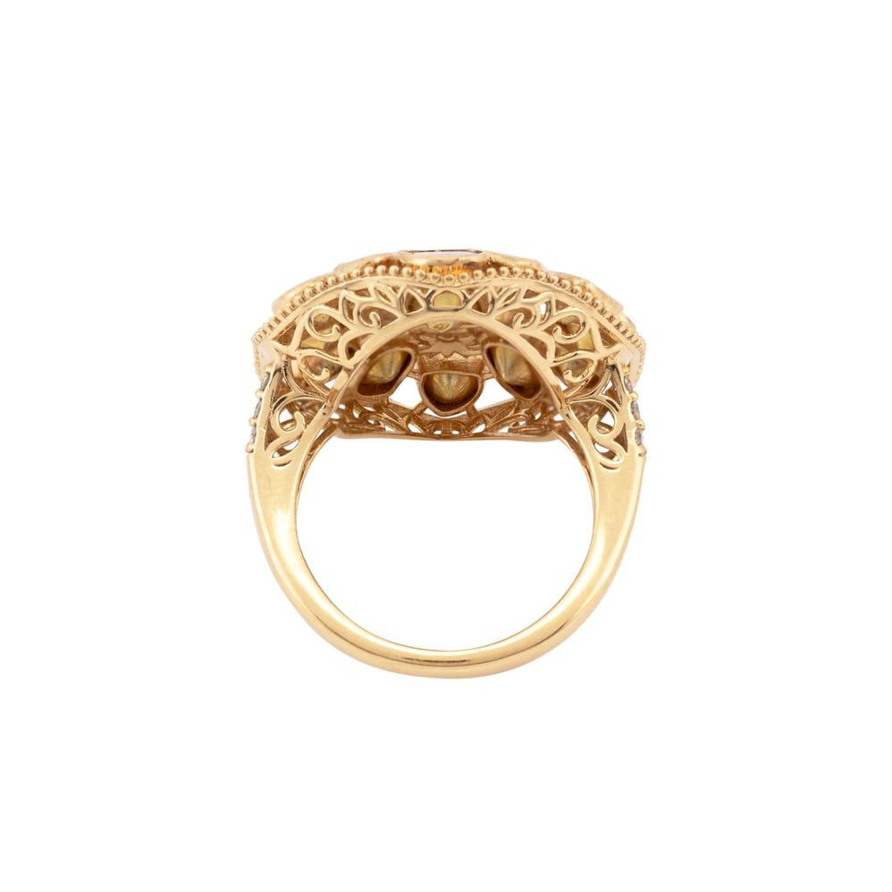 Floral Polki Ring with Intricate Gold Detailing
